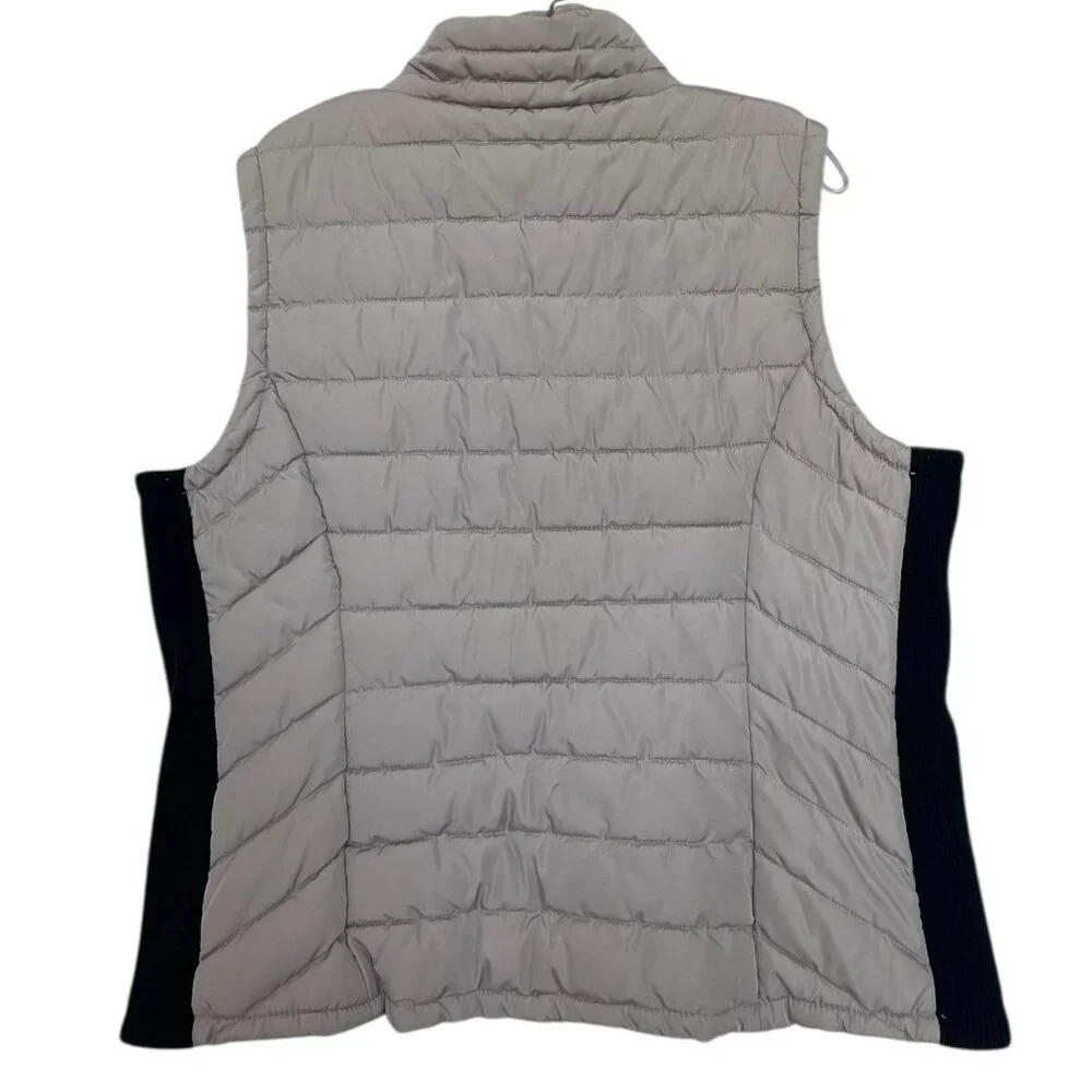 Calvin Klein Puffer‎ Vest Womens Plus Size 1X Beige Black Quilted Pockets